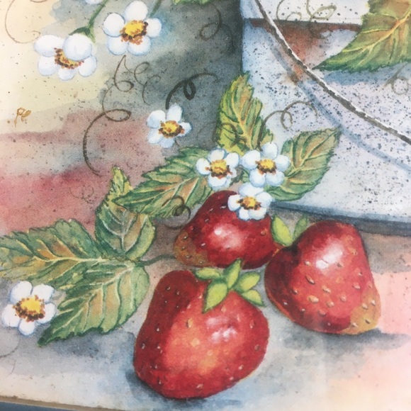 Ava Freeman Strawberries in Bucket Framed Matted Picture Butterfly Floral VTG - Picture 6 of 12